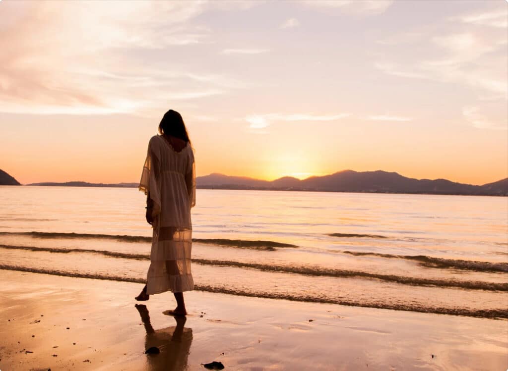 Midlife woman embracing change as an opportunity for growth and self-care